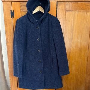 Lands' End Navy Hooded Pea Coat